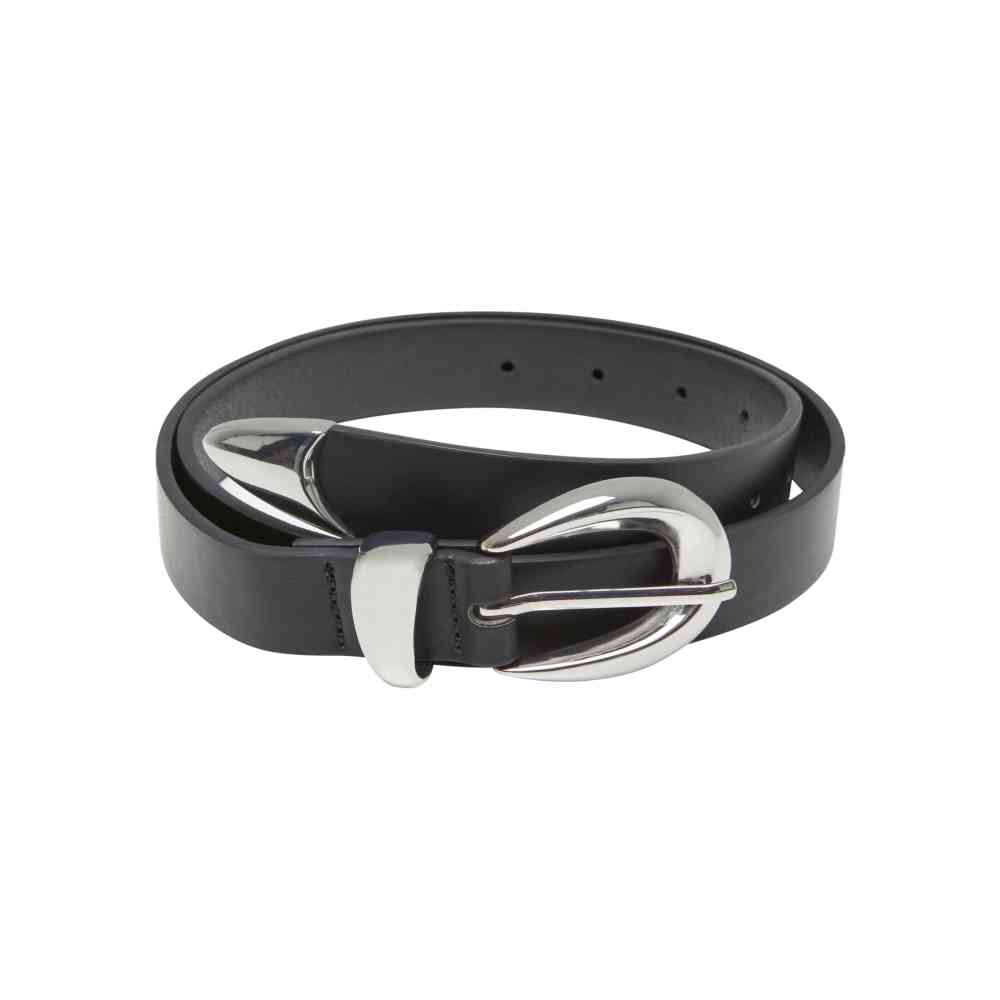 Urban Classics - Chunky Buckle Loop Synthetic Leather Riem - Zwart/Zilverkleurig